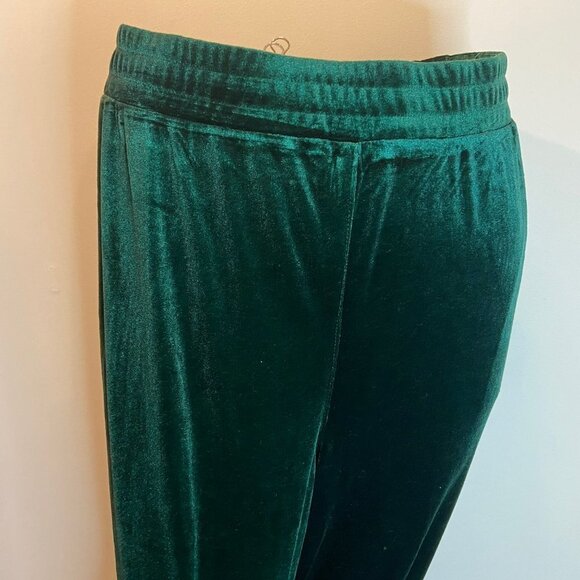 Rich Emerald Green Velvety-Velour Joggers - Picture 2 of 6
